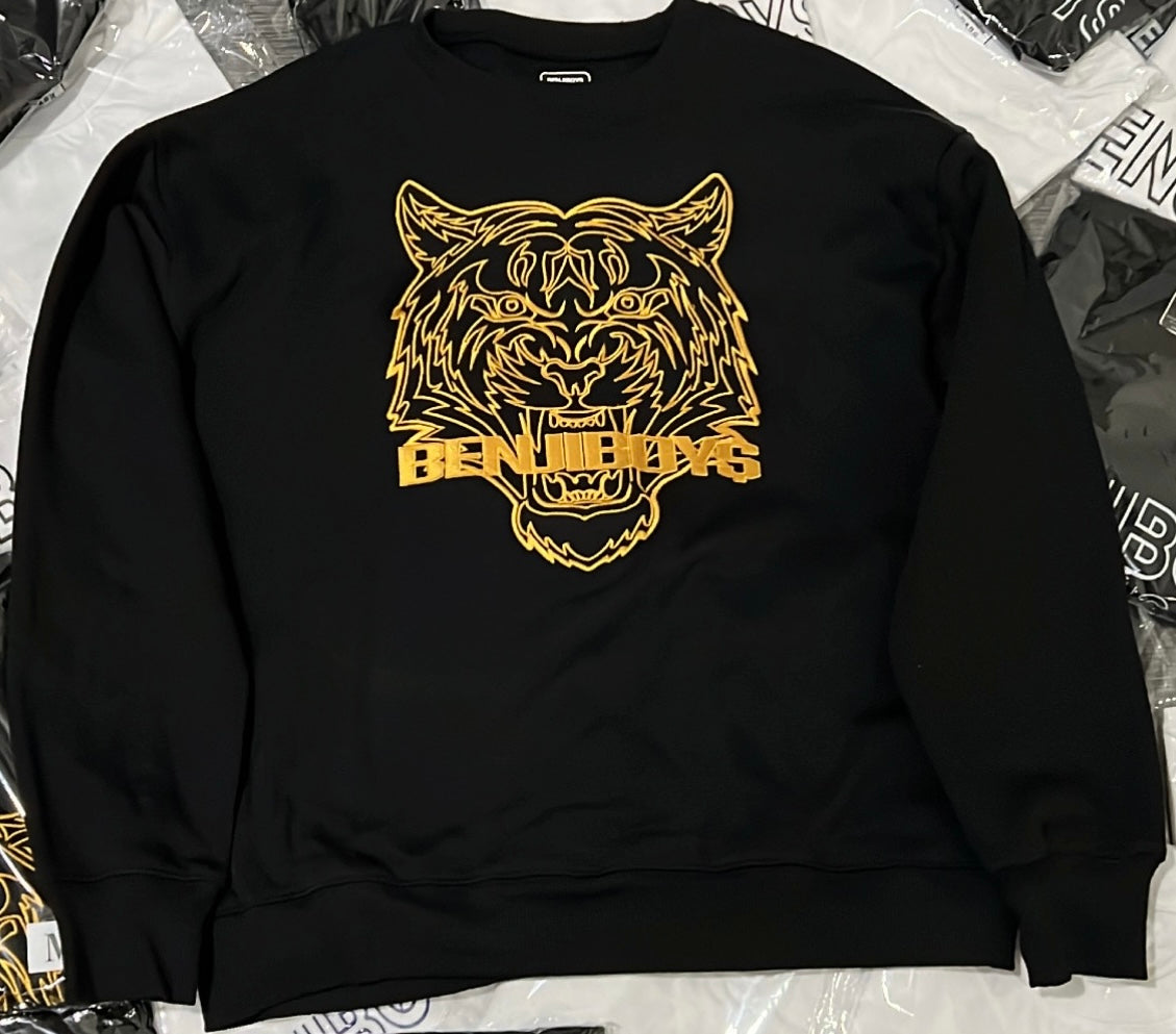 BENJIBOY$ GOLD EMBROIDERED CREWNECK